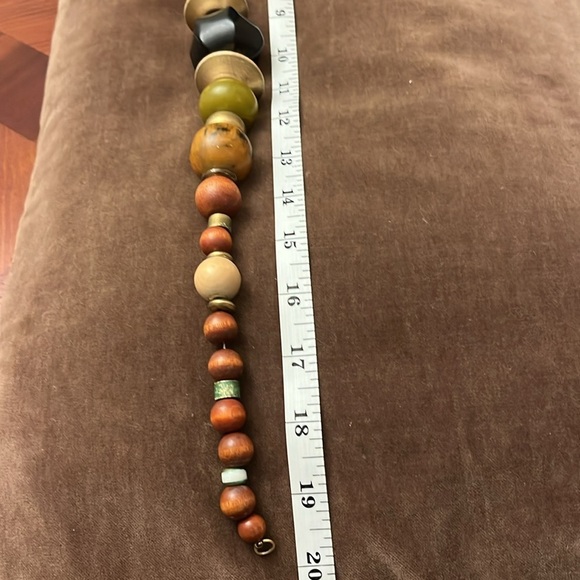 Vintage 80s Chunky Textured Wooden Necklace - Picture 3 of 3